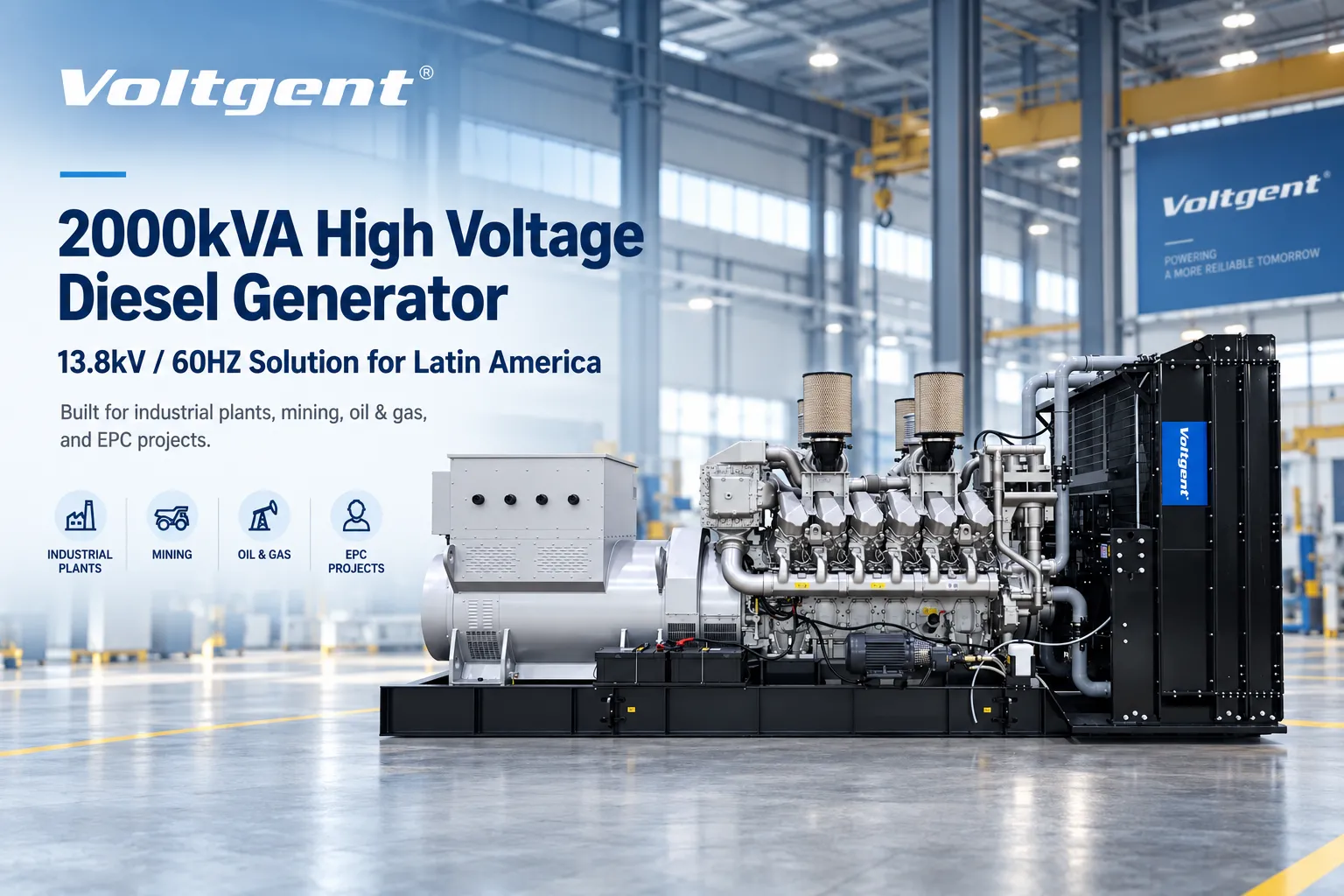 2000kVA 13.8kV 60Hz High-Voltage Diesel Generator for Latin America